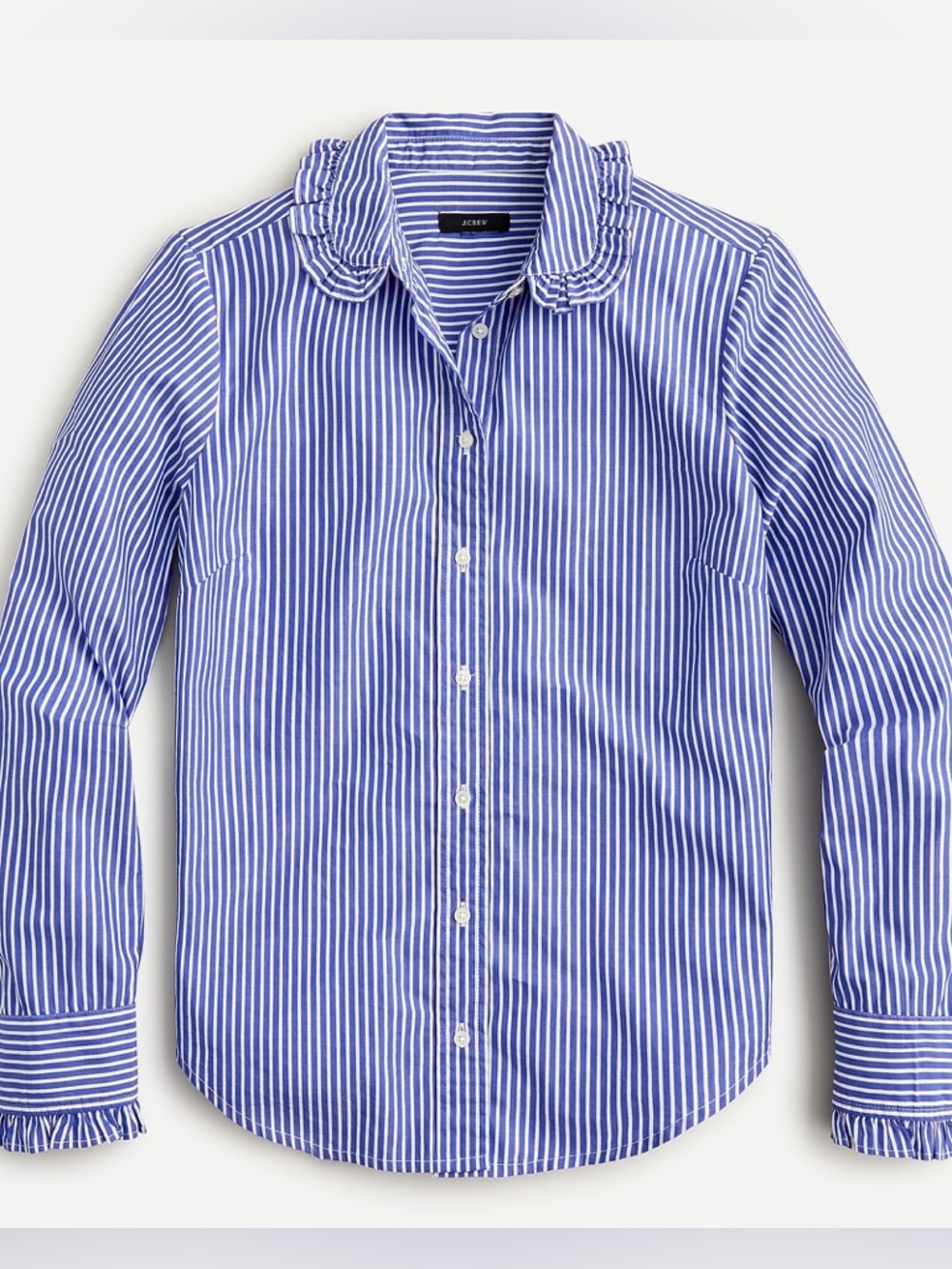 J. Crew Ruffle-collar cotton poplin shirt in stripe
Size XS